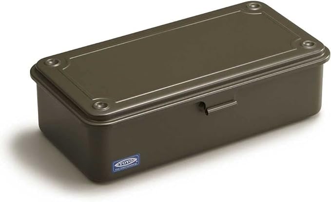 toyo steel tool box T-190 MG (MILITARY GREEN) H7.99×W4.29×D2.20inch Steel Trunk For Pegs, Metal fittings, Pen, Accessory, And Utility Knife Made In Japan