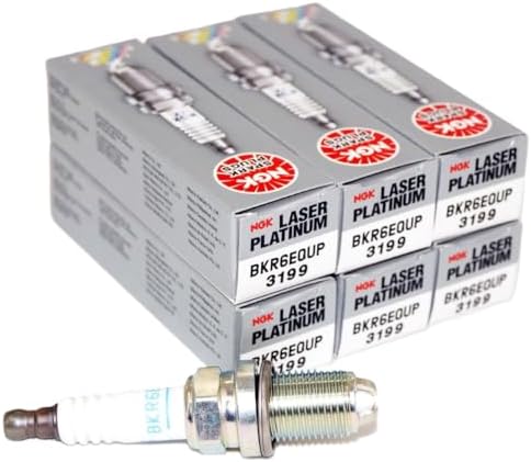 NGK 3199 Laser Platinum Spark Plugs BKR6EQUP Compatible with Select Audi 97-01, BMW 92-06, Cadillac 03-04, Porsche 01-05, VW 98-05, Volvo 95-04 Models (6 Pack)