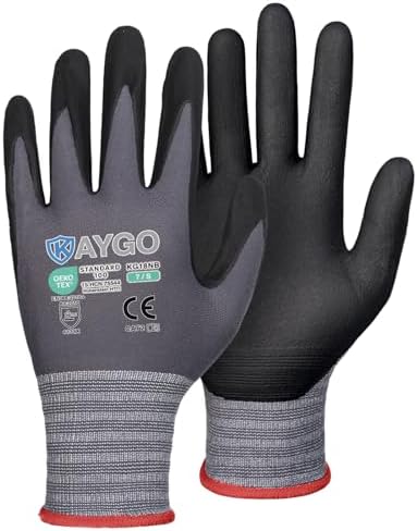 KAYGO Safety Work Gloves, MicroFoam Nitrile Coated, Men Women,KG18N