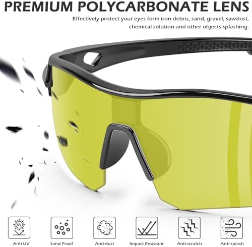 OXG 6 Pack Safety Glasses, Scratch Resistant Wraparound Lenses ANSI Z87.1 Protective Eyewear for Unisex