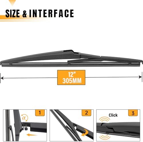 AUTOBOO 12" Rear Wiper Blade Replacement for Toyota RAV4 Highlander Sienna