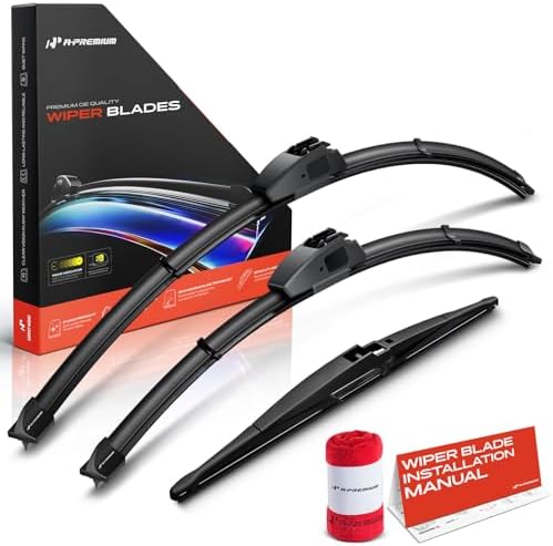 A-Premium 26"+21"+14" Windshield Wiper Blades with Wear Indicator & Towel