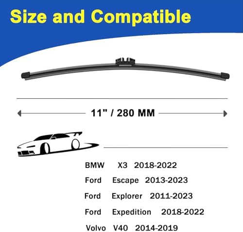11 inch Rear Wiper blades Replacement for 2013-2019 Ford Escape/2011-2018 Ford Explorer/2013-2018 Ford Kuga/2016-2018 Lincoln MKX/2015-2019 Lincoln MKC Windshield wiper blades (Pack of 1)