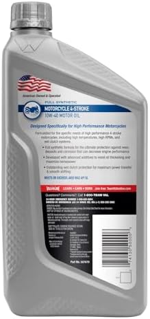 Valvoline 4-Stroke Motorcycle Full Synthetic SAE 10W-40 Motor Oil 1 QT, Case of 6
