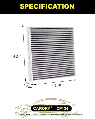 2 Pack Cabin Air Filter w/Activated Carbon for Honda Accord 2003–2022, Civic 2006–2015, CR-V 2007–2016, Odyssey 2005–2017, Pilot 2009–2022, Ridgeline 2006–2025, Acura MDX 2007–2020 and More, CF134-2PK