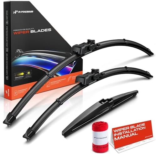 A-Premium 28"+24"+10" Windshield Wiper Blades with Wear Indicator & Towel