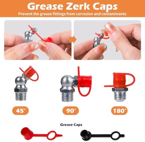 150PCS Grease Fittings Kit, SAE & Metric Grease Zerk Fittings with Caps