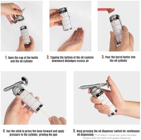 Thorstone 3oz Mini Grease Gun, Push-Type One Hand Design with Needle Nozzle