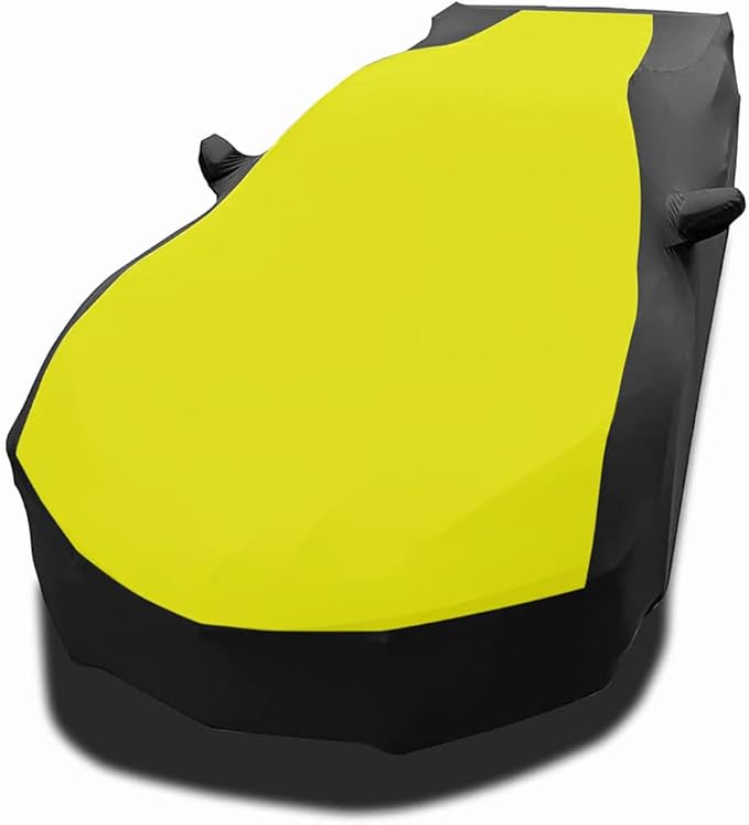 SR1 Performance USA C8 Corvette Indoor Car Cover – Custom Fit Stretch Satin Ultraguard, Soft Paint Protection Against Dust & Scratches for 2020–2026 Stingray, Z51, Z06, E-Ray (Yellow/Black)