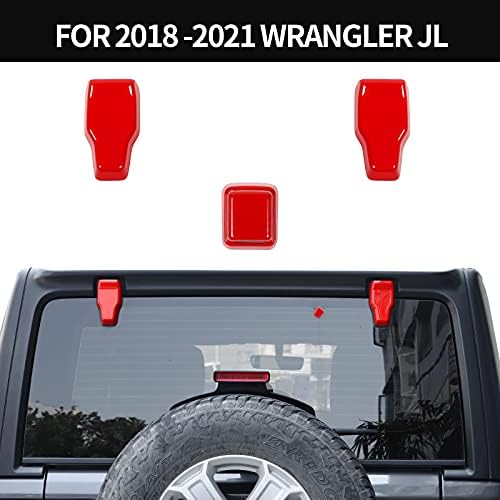 Rear Tail Door Window Hinge & Rain Wiper Nozzle Decorative Cover Fit for 2018-2026 Jeep Wrangler JL JLU(Red)