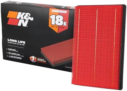 K&N Engine Air Filter: Long Life 18,000 Mile Replacement Air Filter: Compatible with 2002-2026 Dodge Ram Truck V6/V8/V10 (1500, 2500, 3500, 4500, 5500), KNA-2247