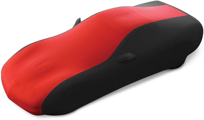 C4 Corvette Indoor Car Cover - Custom Fit Ultraguard Stretch Satin Sport Series - The Ultimate High End Fit for 1984-1996 C4, Z51, GS, ZR1 Convertible, Hardtop Corvettes (Red/Black)