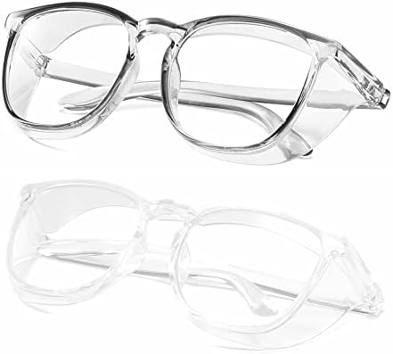 Alsenor Safety Glasses Anti Fog Goggles Protective Eyewear Blue Light Blocking Anti Dust UV Protection Glasses For Men Women (2 Pack(grey+transparent))