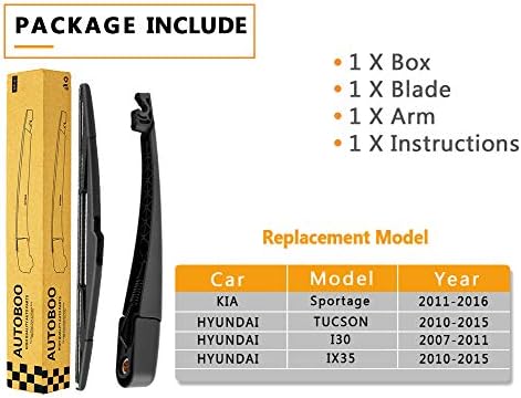 AUTOBOO Rear Wiper Arm Blade Replacement for Hyundai Tucson 2010-2015
