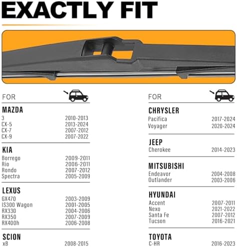 AUTOBOO 14" Rear Wiper Blade Replacement for Jeep Cherokee Mazda CX5