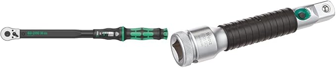 Wera Torque Wrench & Ratchet Extension Bundle - 50-200 Nm 1/2" Drive Wrench, 1/2" x 125mm Extension