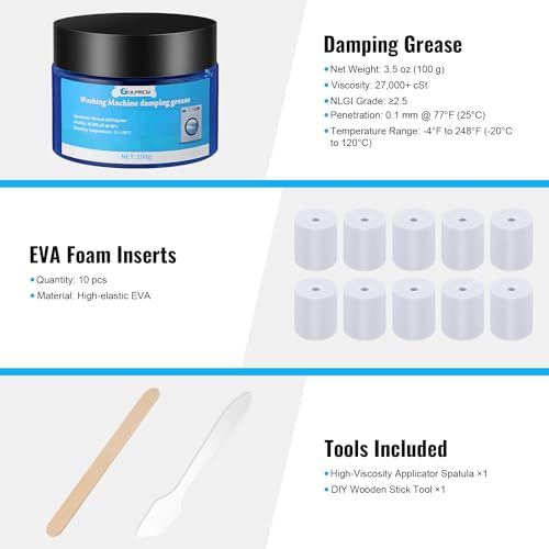 3.5 oz (100g) Washing Machine Damping Grease with 10 Foam Inserts