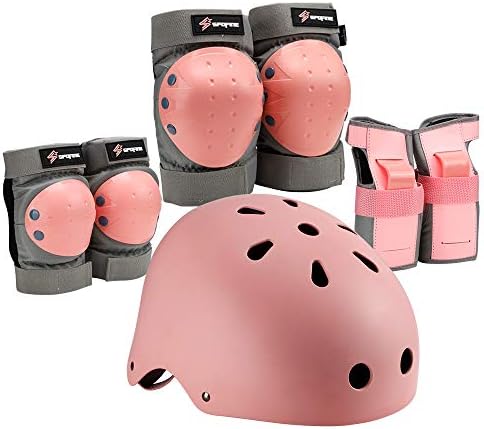 Kids Bike Helmet, Toddler Helmet for Youth Adult, Knee Pad Elbow Pad Wrist Guard Protective Gear Set for Skateboard, Bike, Skating, Cycling