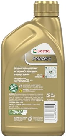 Castrol Power1 4T 10W-40 Full Synthetic Motorcycle Oil, 1 Quart, Pack of 6