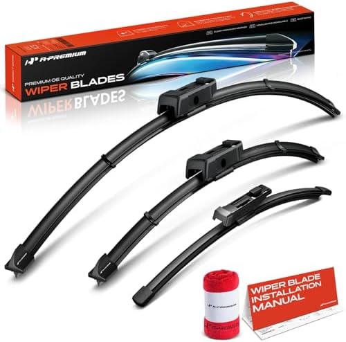 A-Premium 28"+18"+11" Windshield Wiper Blades with Wear Indicator & Towel