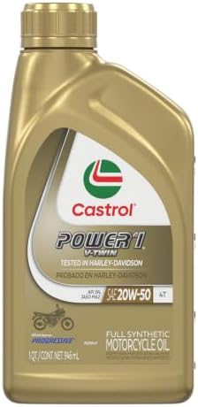 Castrol Power1 V-Twin 20W-50 Full Synthetic Motorcycle Oil, 1 Quart, Pack of 6
