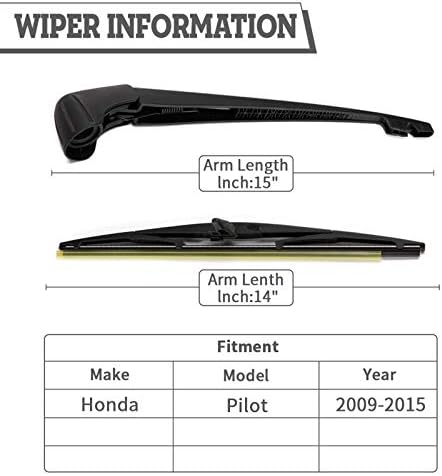 Rear Windshield Wiper Arm & Blade Assembly for Honda Pilot 2009-2015
