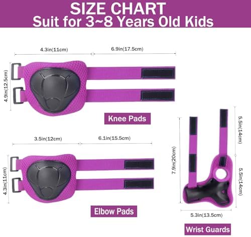 Kids/Youth Knee Pads Elbow Pads for 3-14Years Boys Girls 6 in 1 Kids Protective Gear Set Adjustable for Skating Cycling Bike Rollerblading Scooter Roller Skates