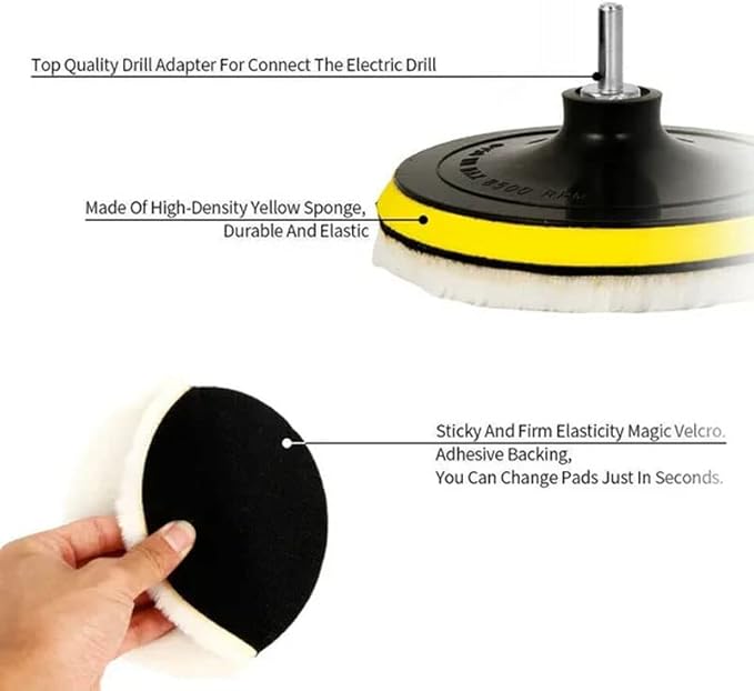 Acxico 1 SET 5pcs 6" Car Polishing Wheel Buffing Pads Set Wool Mop Kit Pad Polisher for Drill