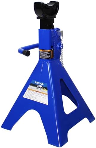 K Tool International XD61211 12 Ton Automotive Jack Stands for Garages, Repair Shops, and DIY, 24,000 lbs. Capacity, Heavy Duty Steel Frame, Adjustable Height 19.7"- 29.2", Black/Blue, Pair