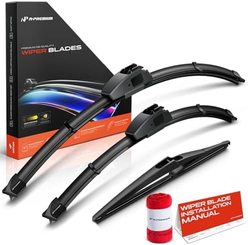 A-Premium 22"+14"+12" Windshield Wiper Blades with Wear Indicator & Towel