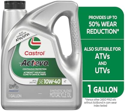 Castrol Actevo 10W-40 4T Synthetic Blend Motorcycle Oil, 1 Gallon, 3 Pack