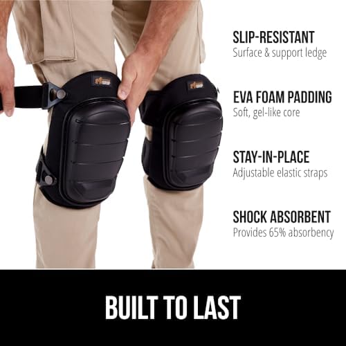 GORILLA GRIP® Knee Pads for Work, Gel Cushion Soft Foam for Men Black