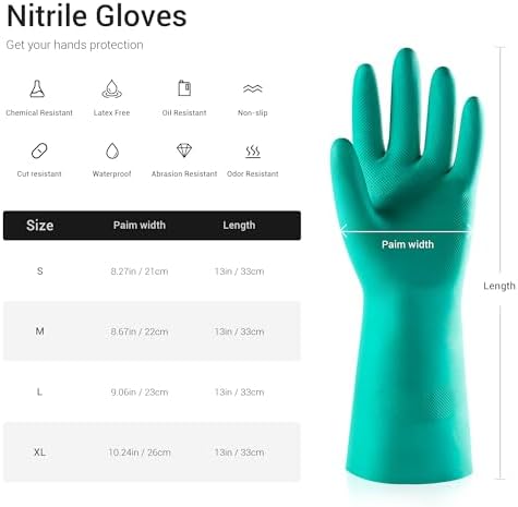 ThxToms 10 Pairs Nitrile Chemical Resistant Gloves, Latex Rubber Free, S