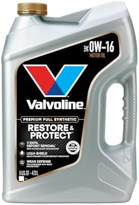Valvoline Restore & Protect Full Synthetic 0W-16 Motor Oil 5 Quart, Pack of 3