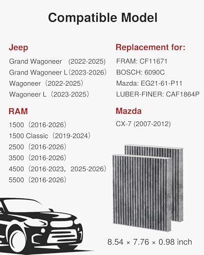 Puroma Cabin Air Filter Activated Carbon for CF11671 6090C Jeep Mazda CX-7