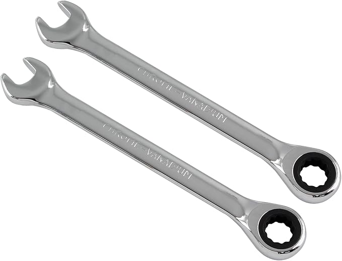 2 Pcs 8mm Ratchet Wrench Metric Ratcheting Wrench Set with 5° Movement and Hardened & 72 Teeth for Projects Metric Tight Spaces