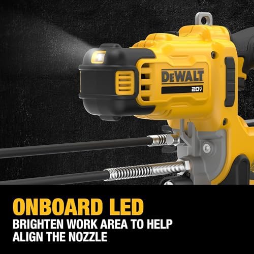 DEWALT Grease Gun 20V MAX, 10,000 PSI Variable 2-Speed Cordless Grease Gun, Oil Resistant Battery and Charger Included, 47 Inch Hose, LED Light and Kit Box (DCGG581GD1)