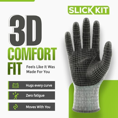 MicroFoam Nitrile Coated Work Gloves 6 Pairs, Superior Grip & Dexterity, Seamless Knit Liner, Breathable, Versatile
