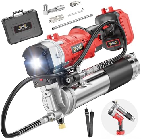 DIYtoolifz Cordless Grease Gun Compatible with Milwaukee 18V Battery, 12000PSI High-Pressure with 2-in-1 Rotating Handle, 39.4" Hose & 4 Couplers for Bulk & Cartridge Grease (Tool Only)