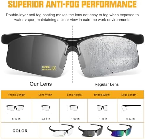 OXG 6 Pack Anti-Fog Safety Glasses, ANSI Z87+ Impact & Scratch Resistant Protective Eyewear for Work, Lab, Construction