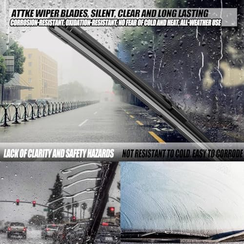ATTKE OEM Quality Front Windscreen Wiper Blades for Jeep Wrangler 1997-2006/Porsche 911 1978-1994/Suzuki Samurai 1986-1995 (13″+13″ Front Windshield Wiper Blade Set)