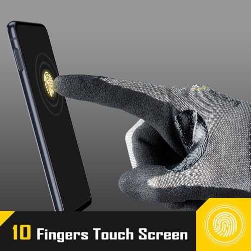 COOLJOB ANSI A7 Cut Resistant Gloves - 1/3/12 Pairs, Nitrile Rubber Dipped Safety Work Gloves with Reinforced Thumb, Non Slip, Breathable, Touchscreen, for Fishing, Gardening, Grey Medium