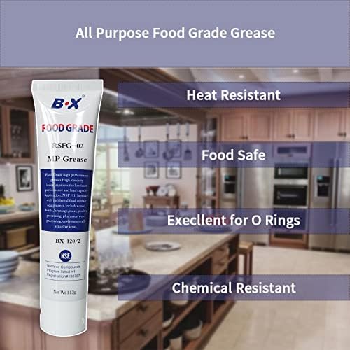 Food Grade Grease Food Safe Machine Lubricant for Frozen Dessert Equipment, O-Ring Lubricants 2X4oz