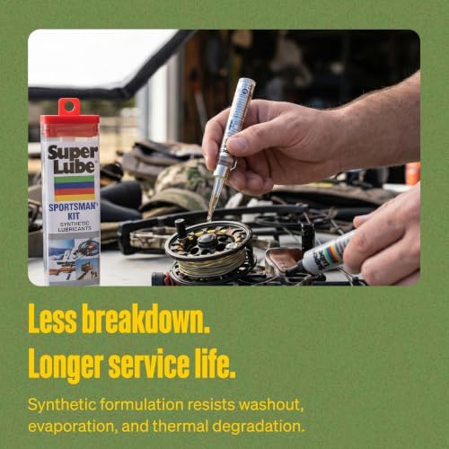 Super Lube Sportsman Kit - Multi-Purpose Synthetic Grease & Oil w/ Syncolon - Water Resistant Grease for Sporting Equipment - Long-Lasting Lubricant - Translucent White - 24 oz (11520)