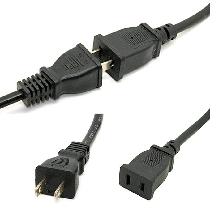 Toptekits (9.8ft/3m) USA Outlet Saver Power Extension Cord Cable 125V 10A 2-Prong 2 Outlets for NEMA 5-15P to NEMA 5-15R (9.8ft/3m)