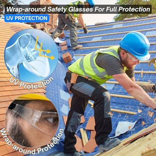 Safety Glasses Ansi Z87.1 Clear Safety Glasses Bulk Impact Scratch Resistant Lens Protective Eyewear for Men Women