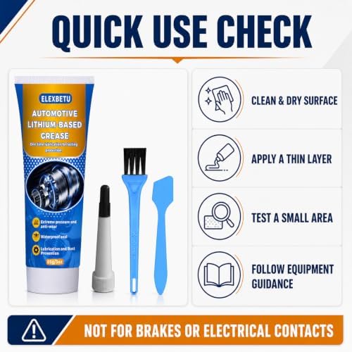 White Lithium Grease with Brush, 85g Waterproof Multi-Purpose Lubricant, Rust & Corrosion Protection for Automotive, Trailer, Garage Door, Hinges, Bearings & Industrial Equipment 3oz/85g