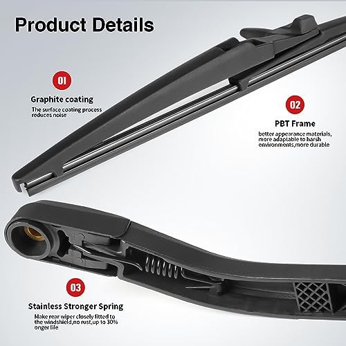 OTUAYAUTO 8524135031 Rear Wiper Arm Blade Set, Replacement for Toyota 4Runner 2003-2009