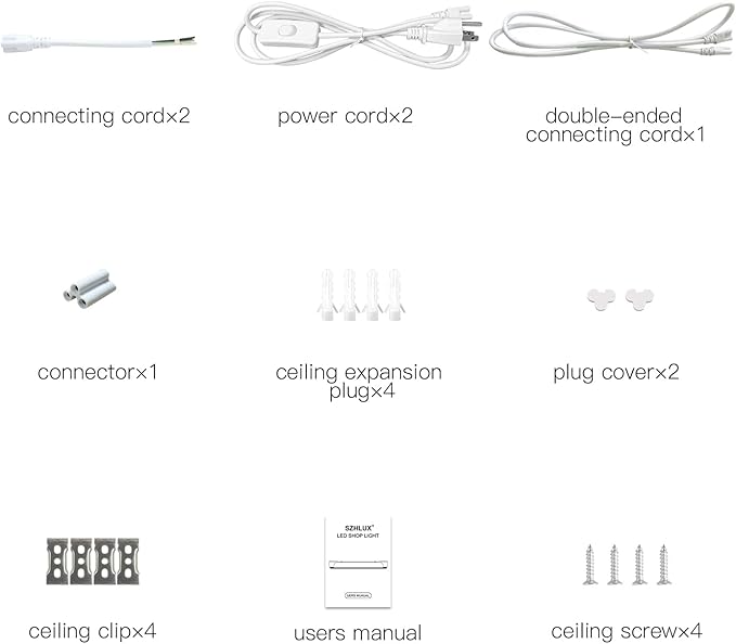 2Pack LED Shop Light 4FT,V Shape Integrated T8 LED Tube Light,6300LM,42W,5000K Super Bright White,High Output Linkable Shop Lights