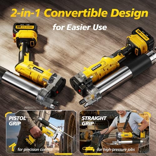 12000 PSI Electric Grease Gun, 2-in-1 Design, 2x4.0Ah Batteries